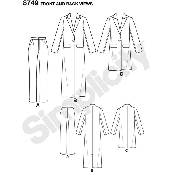 Simplicity Sewing Pattern 8749 MIMI G Coat Pants Trousers Size 20w-28w - Picture 3 of 7